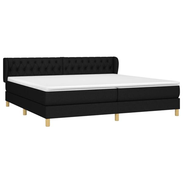 vidaXL Sommier &agrave; lattes de lit avec matelas Noir 200x200 cm Tissu