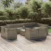 vidaXL Salon de jardin 12 pcs avec coussins Gris R&eacute;sine tress&eacute;e