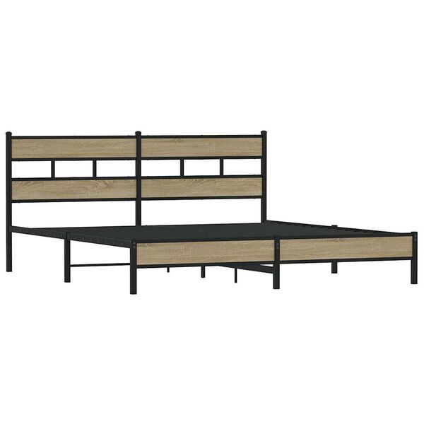 vidaXL Cadre de lit en m&eacute;tal sans matelas ch&ecirc;ne sonoma 200x200 cm