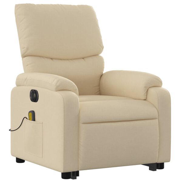 vidaXL Fauteuil inclinable de massage &eacute;lectrique Cr&egrave;me Tissu