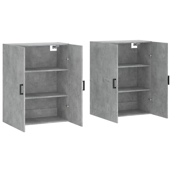 vidaXL Armoires murales 2 pcs gris béton 69,5x34x90 cm