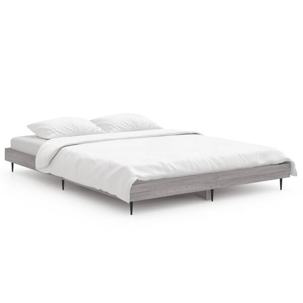 vidaXL Cadre de lit sans matelas sonoma gris 135x190 cm