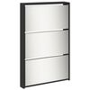 vidaXL Armoire &agrave; chaussures avec miroir 5 niveaux noir 63x17x169,5 cm