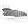 vidaXL Cadre de lit m&eacute;tal sans matelas avec pied de lit blanc 75x190cm
