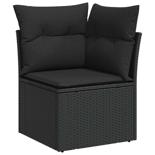 vidaXL Salon de jardin 7 pcs avec coussins noir r&eacute;sine tress&eacute;e