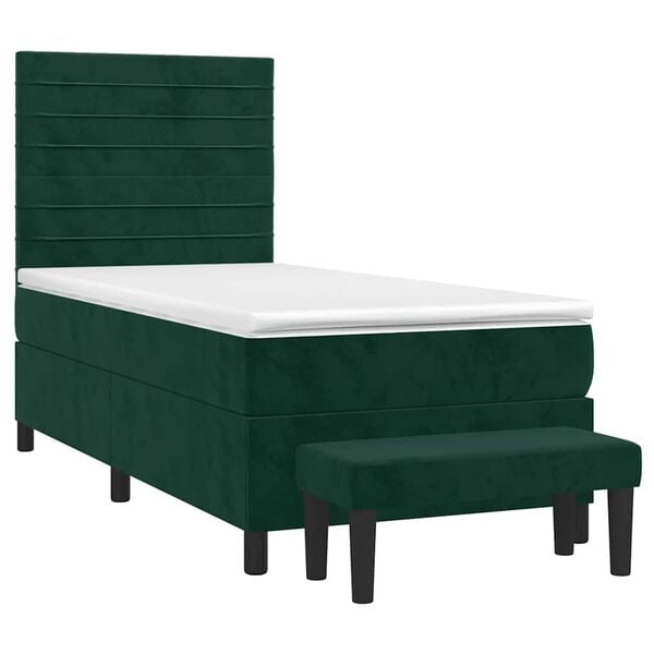 vidaXL Sommier &agrave; lattes de lit et matelas Vert fonc&eacute; 80x200 cm Velours