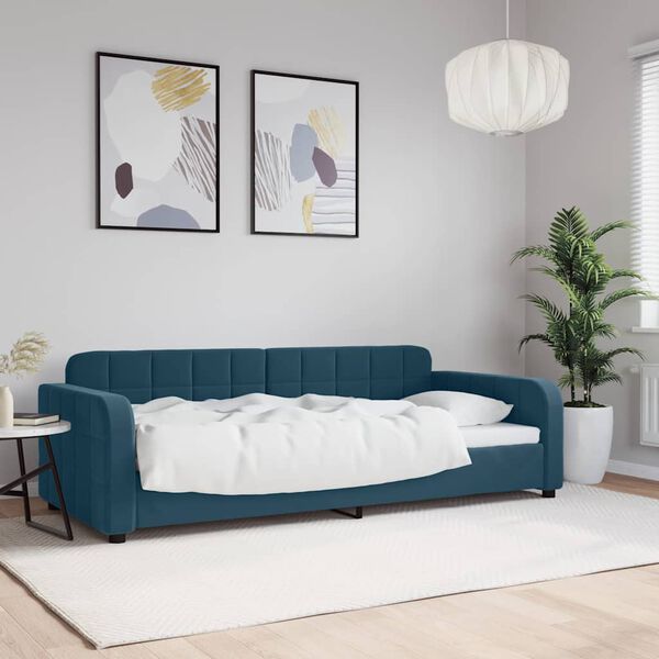 vidaXL Lit de repos sans matelas bleu 90x200 cm velours