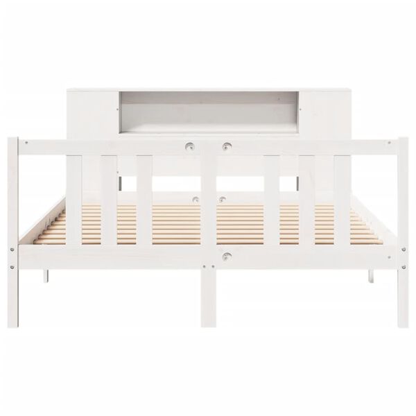 vidaXL Lit biblioth&egrave;que sans matelas blanc 160x200 cm bois pin massif
