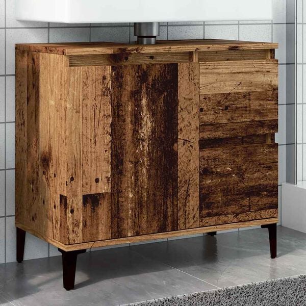 vidaXL Armoire lavabo vieux bois 65x33x60 cm bois d'ing&eacute;nierie