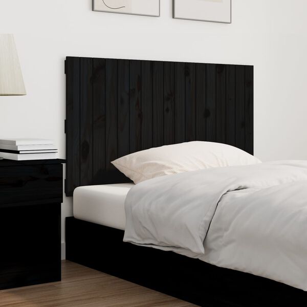 vidaXL Tête de lit murale Noir 108x3x60 cm Bois massif de pin