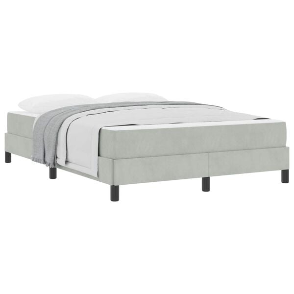vidaXL Lit &agrave; ressorts avec matelas Gris clair 160 x 220 cm tissu