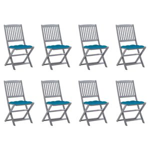 vidaXL Chaises pliables d'ext&eacute;rieur lot de 8 et coussins Bois d'acacia