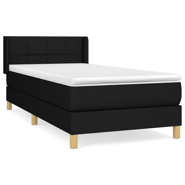 vidaXL Sommier &agrave; lattes de lit avec matelas Noir 90x190 cm Tissu