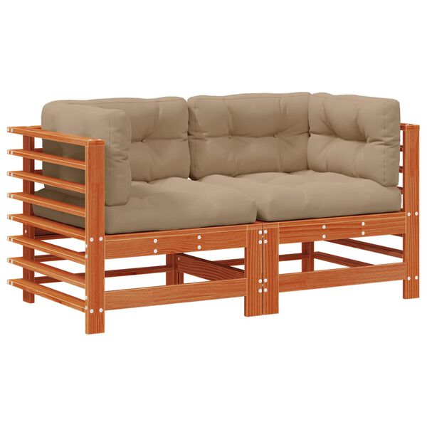 vidaXL Canap&eacute; d'angle de jardin Pin massif Brun Cir&eacute;