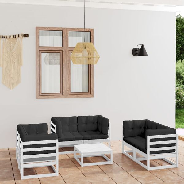 vidaXL Salon de jardin 7 pcs avec coussins Bois de pin massif