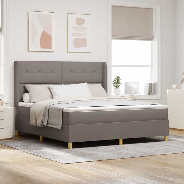 vidaXL Lit &agrave; ressorts avec matelas Taupe 180 x 200 cm tissu