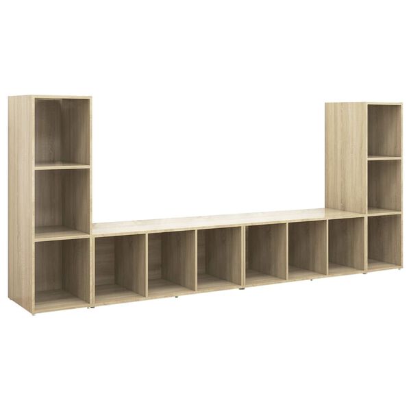 vidaXL Meubles TV 4 pcs Ch&ecirc;ne sonoma 107x35x37 cm Bois d'ing&eacute;nierie