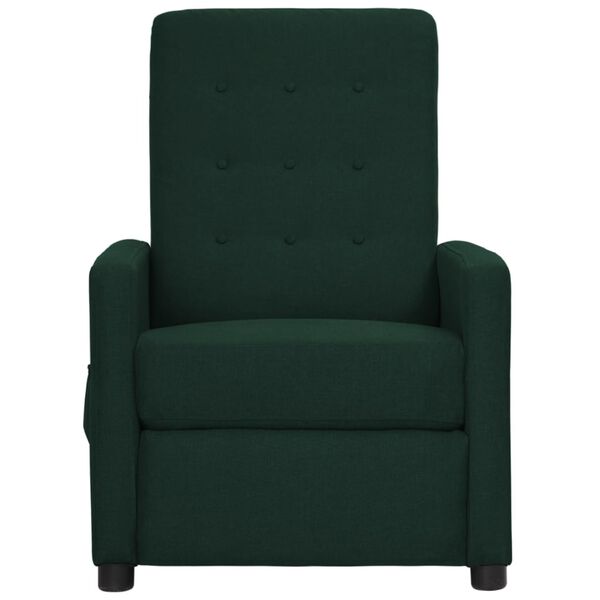 vidaXL Fauteuil de massage Vert fonc&eacute; Tissu