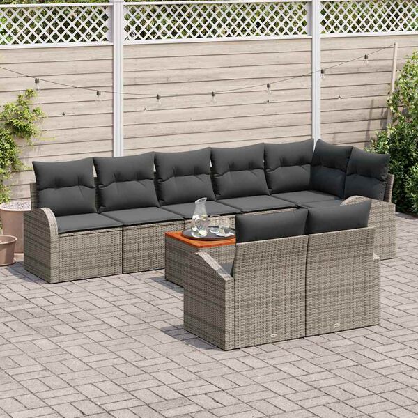 vidaXL Ensemble de canap&eacute; de jardin 9 pcs Gris Poly rotin