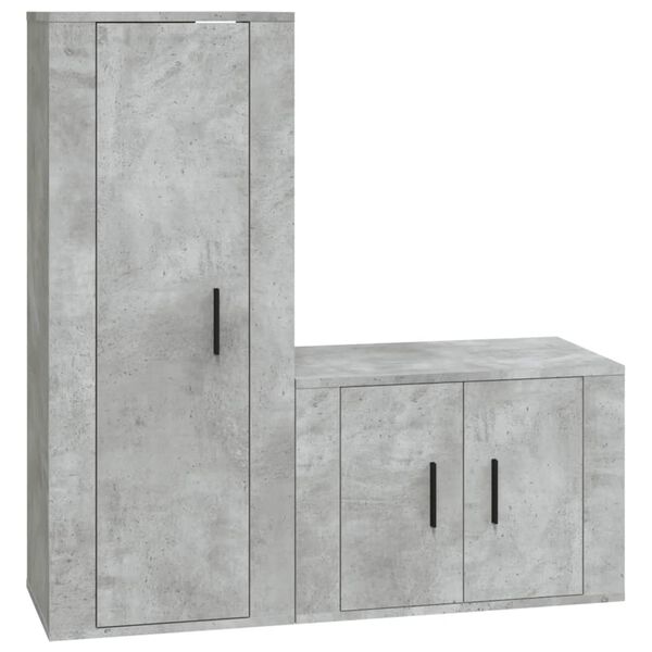 vidaXL Ensemble de meubles TV 2 pcs gris b&eacute;ton bois d'ing&eacute;nierie