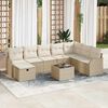 vidaXL Ensemble de canap&eacute; de jardin 9 pcs Beige Poly rotin