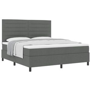 vidaXL Lit &agrave; ressorts avec matelas Gris fonc&eacute; 180 x 200 cm tissu