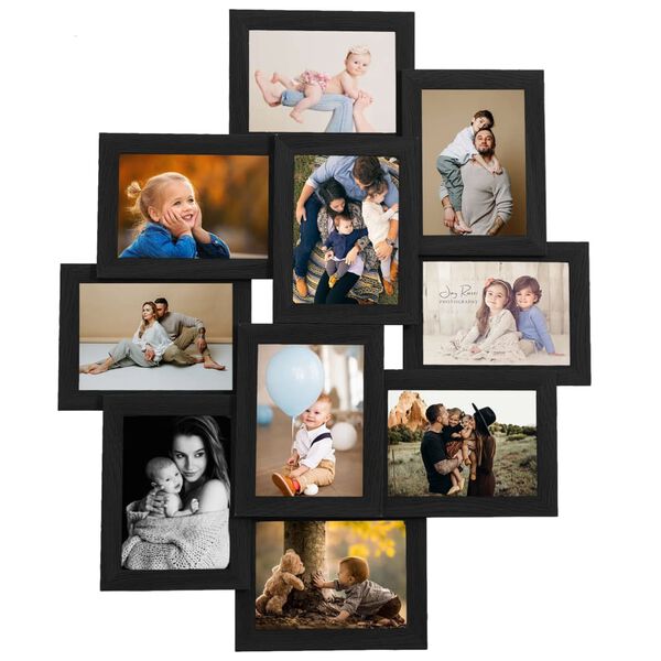 vidaXL Collage de cadres photo pour photo de 10x(13x18 cm) Noir MDF