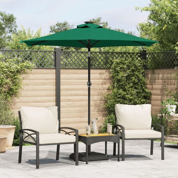 vidaXL Parasol de jardin avec m&acirc;t en acier vert 225x225x212 cm