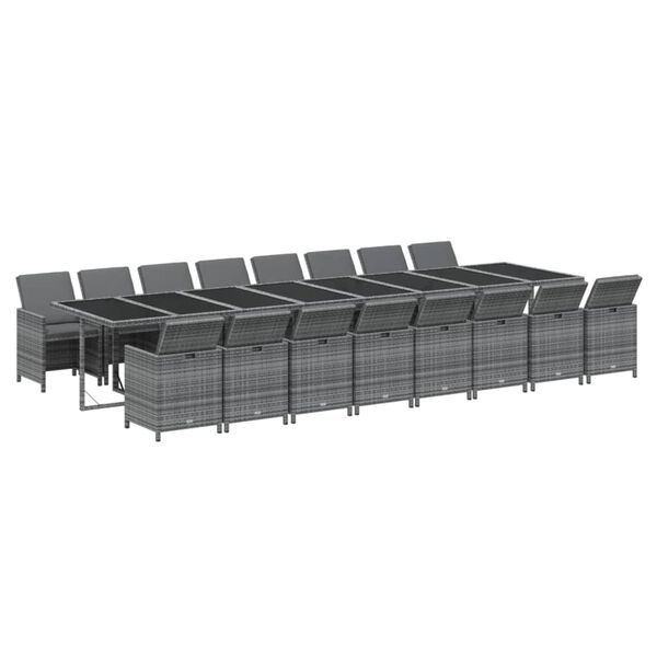 vidaXL Ensemble &agrave; manger de jardin 17 pcs et coussins r&eacute;sine tress&eacute;e