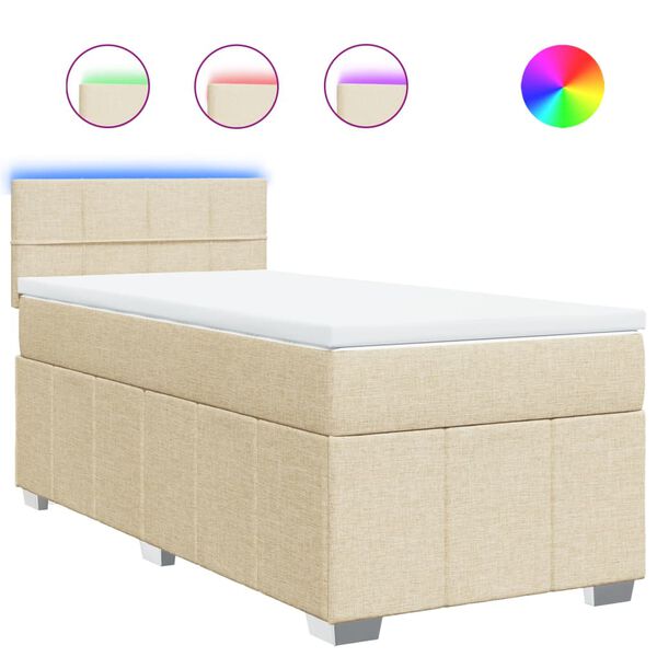 vidaXL Sommier &agrave; lattes de lit avec matelas Cr&egrave;me 80x200 cm Tissu