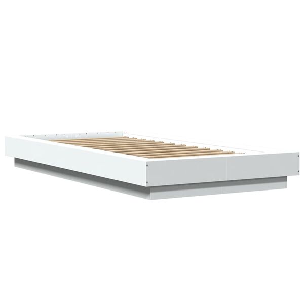vidaXL Cadre de lit avec lumi&egrave;res LED sans matelas blanc 100x200 cm