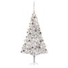 vidaXL Arbre de No&euml;l artificiel pr&eacute;-&eacute;clair&eacute;/boules argent&eacute; 210 cm PET