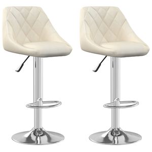 vidaXL Tabourets de bar lot de 2 cr&egrave;me velours