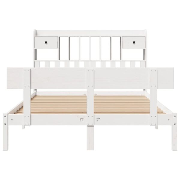 vidaXL Lit bibliothèque sans matelas blanc 150x200 cm bois pin massif