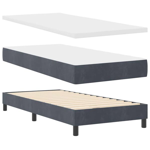 vidaXL Lit &agrave; ressorts avec matelas Gris fonc&eacute; 200 x 100 cm Polyester