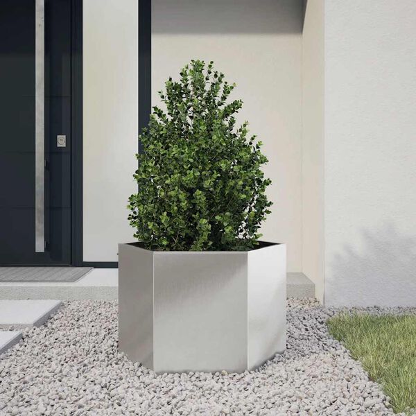 vidaXL Jardinière hexagone 69x60x45 cm acier inoxydable