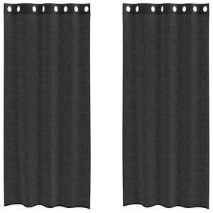vidaXL Rideaux en voile avec &oelig;illets 2 pcs noir 140x245 cm