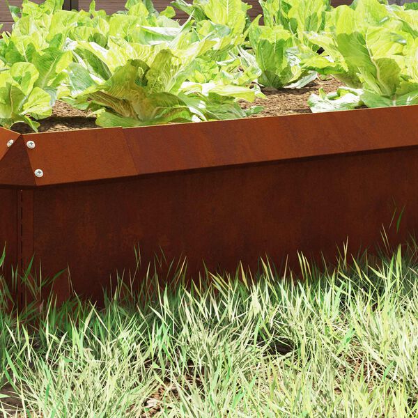 vidaXL Cl&ocirc;ture &agrave; escargots 16 pcs Rouill&eacute; 100 x 3,5 x 25 cm