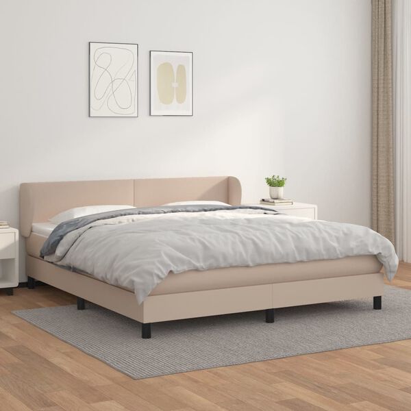 vidaXL Sommier &agrave; lattes de lit avec matelas Cappuccino 180x200 cm
