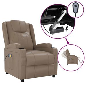 vidaXL Fauteuil de massage &eacute;lectrique Cappuccino Similicuir