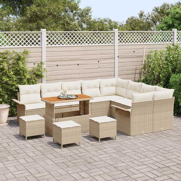 vidaXL Ensemble de canap&eacute; de jardin avec coussin 13 pcs Beige et cr&egrave;me