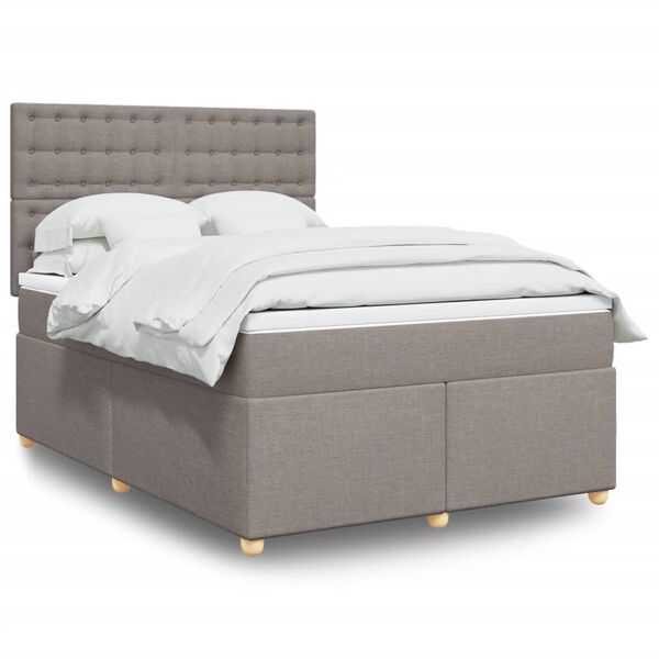 vidaXL Sommier &agrave; lattes de lit avec matelas Taupe 160x200 cm Tissu
