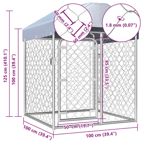 vidaXL Chenil extérieur avec toit 100 x 100 x 125 cm
