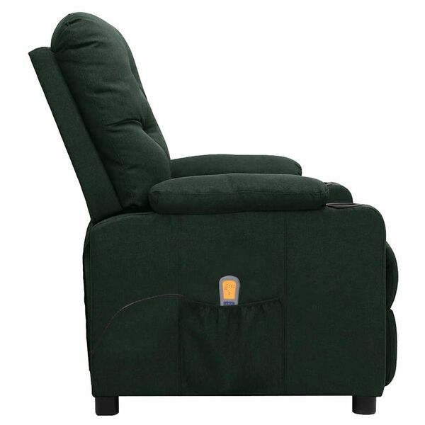 vidaXL Fauteuil de massage Vert fonc&eacute; Tissu