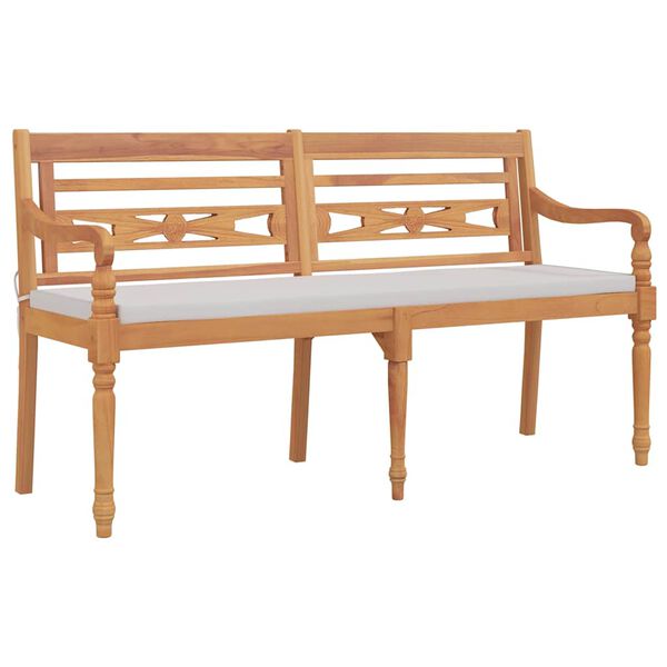 vidaXL Banc Batavia avec coussin 150 cm Bois de teck massif