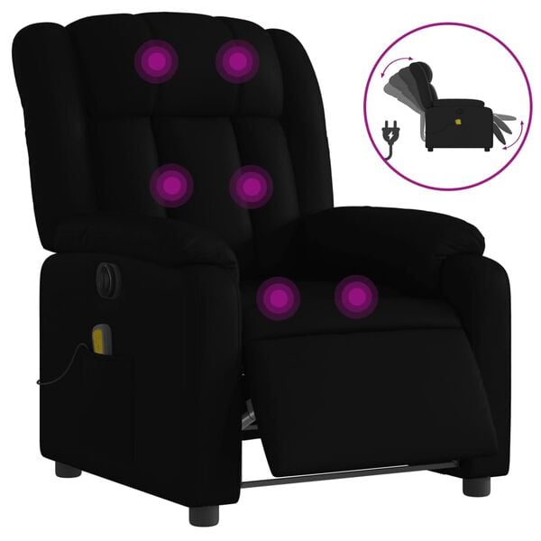 vidaXL Fauteuil de massage inclinable &eacute;lectrique noir similicuir