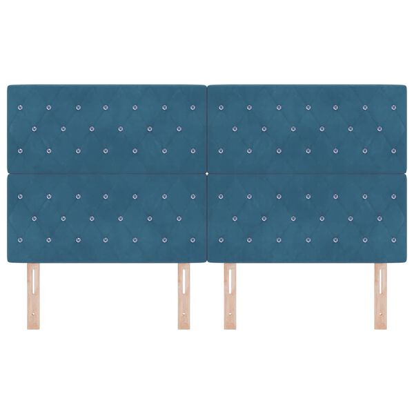 vidaXL T&ecirc;te de lit Bleu fonc&eacute; 180 cm Velours