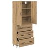 vidaXL Haut Armoire 2 pcs Ch&ecirc;ne artisanal Bois d'ing&eacute;nierie et verre