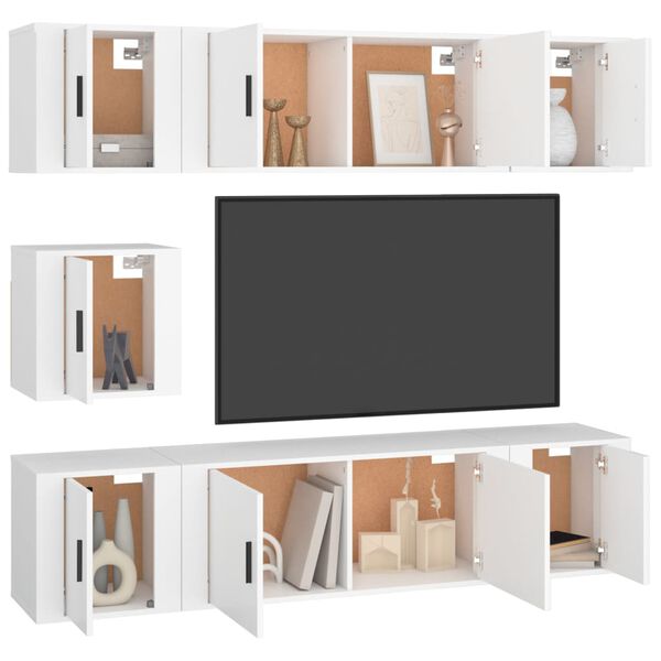 vidaXL Ensemble de meubles TV 7 pcs Blanc Bois d'ing&eacute;nierie