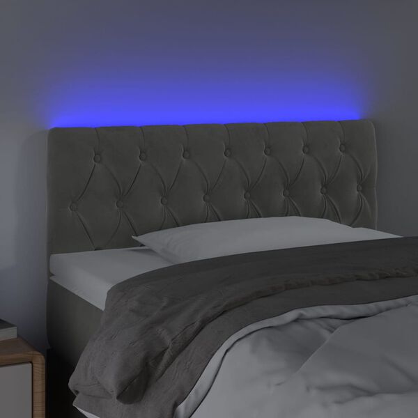 vidaXL Tête de lit à LED Gris clair 100x7x78/88 cm Velours